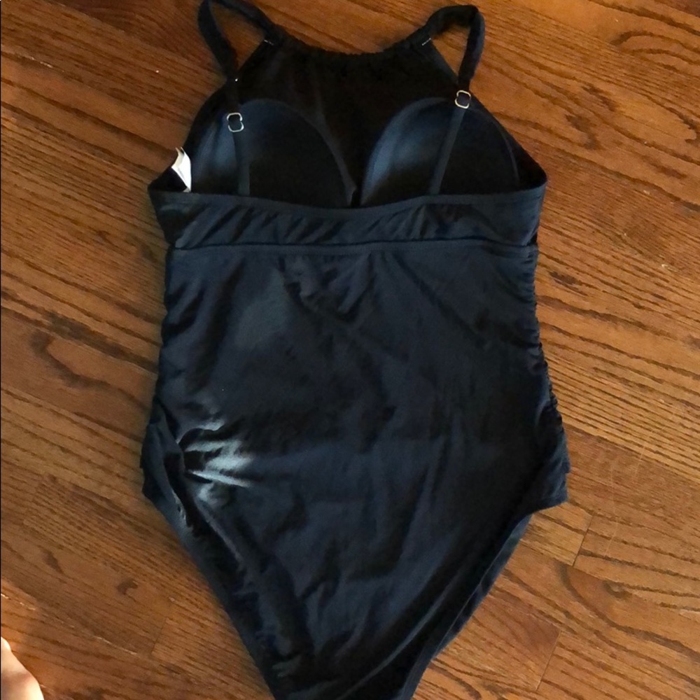 One piece full coverage all Black bathing suit - Picture 2 of 4